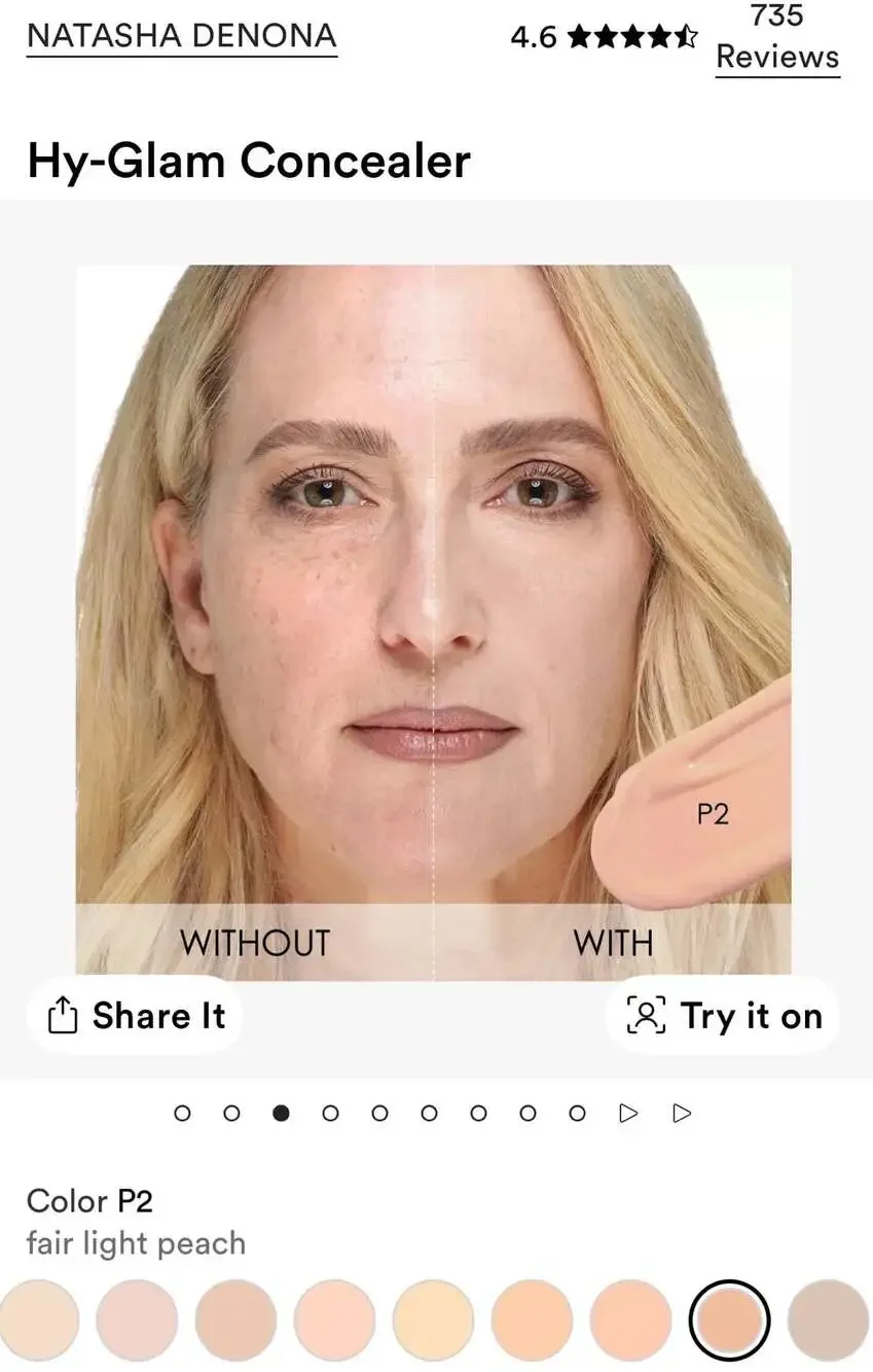 Natasha Denona Hy-Glam Brightening & Hydrating Serum Concealer in Shade P2